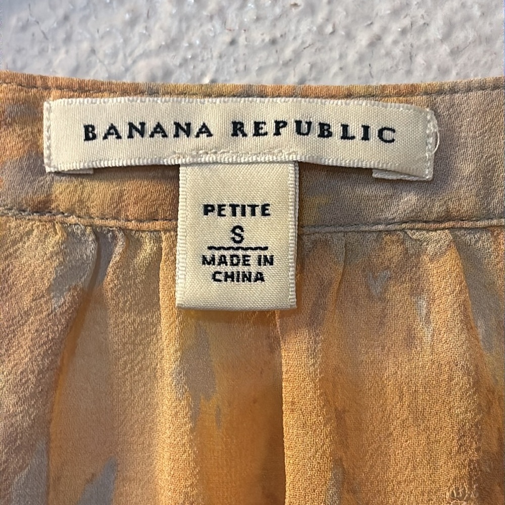 Banana Republic Sheer Yellow and Gray Blouse size small petite - Picture 3 of 4